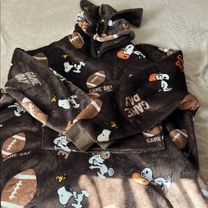 Peanuts Brown Snoopy Game Day Plush Hoodie Poncho
